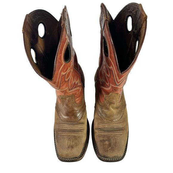 Ariat Mens Crossfire Brown Tan Cowboy Western Leather Boots Distressed Sz 8D - Picture 3 of 7